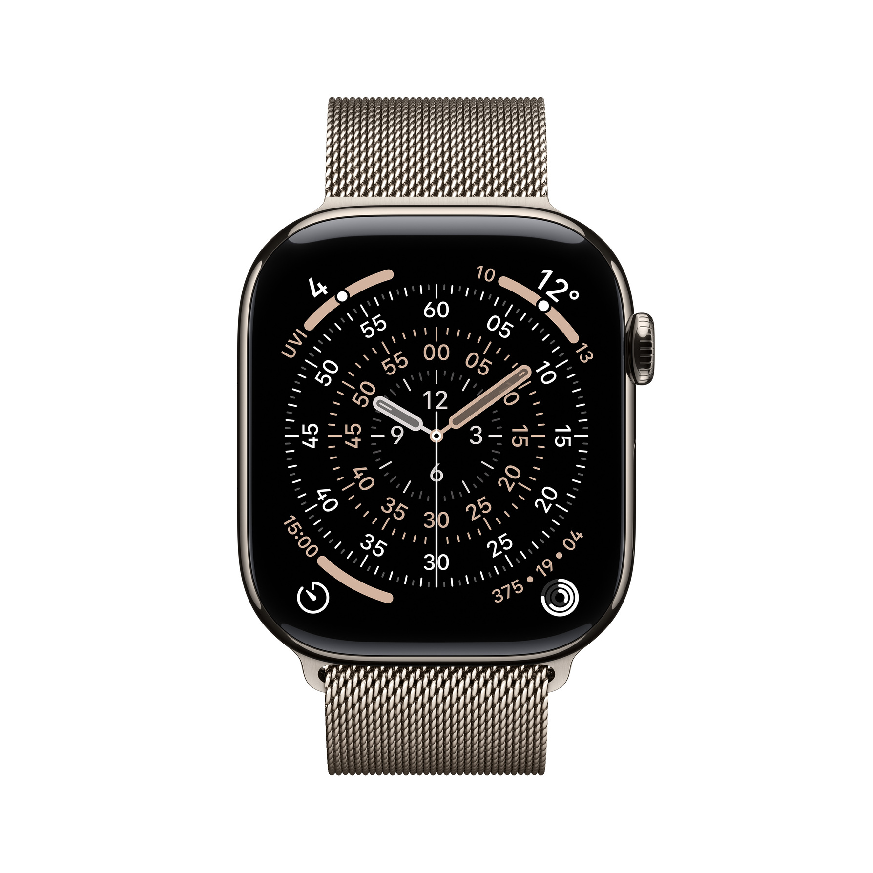 Zdjęcie do “Apple Watch Series 11 GPS + Cellular 42mm Natural Titanium Case with Natural Milanese Loop - Produkt otwarty”.