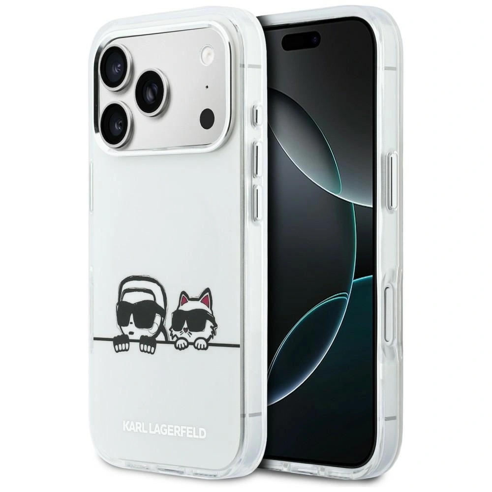 Zdjęcie do “Karl Lagerfeld IML Karl Choupette Peekaboo Logo MS biały - etui iPhone 17 Pro”.
