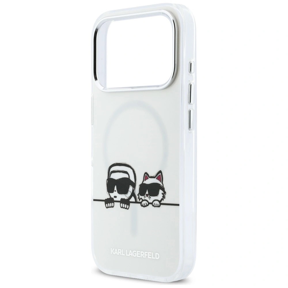 Zdjęcie do “Karl Lagerfeld IML Karl Choupette Peekaboo Logo MS biały - etui iPhone 17 Pro”.