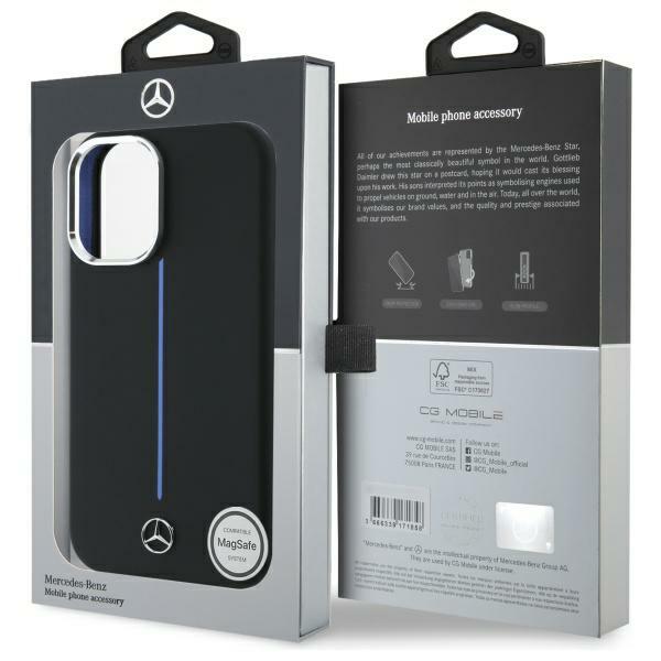 Zdjęcie do “Mercedes Blue Stripe MS czarny - etui iPhone 16”.