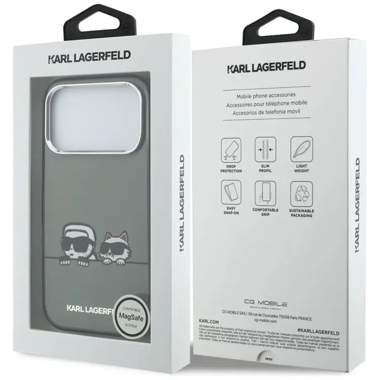 Zdjęcie do “Karl Lagerfeld IML Karl Choupette Peekaboo Logo MS czarny - etui iPhone 17 Pro”.