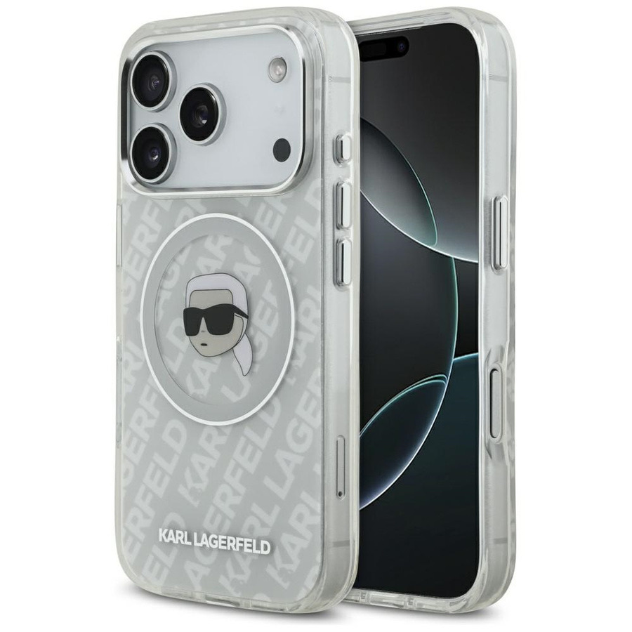 Zdjęcie do “Karl Lagerfeld IML Karl Head Logo MS szary - etui iPhone 17 Pro”.