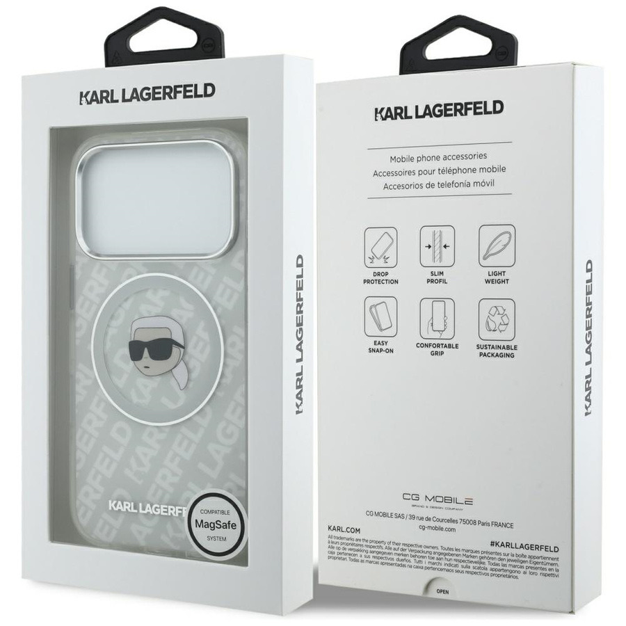 Zdjęcie do “Karl Lagerfeld IML Karl Head Logo MS szary - etui iPhone 17 Pro”.