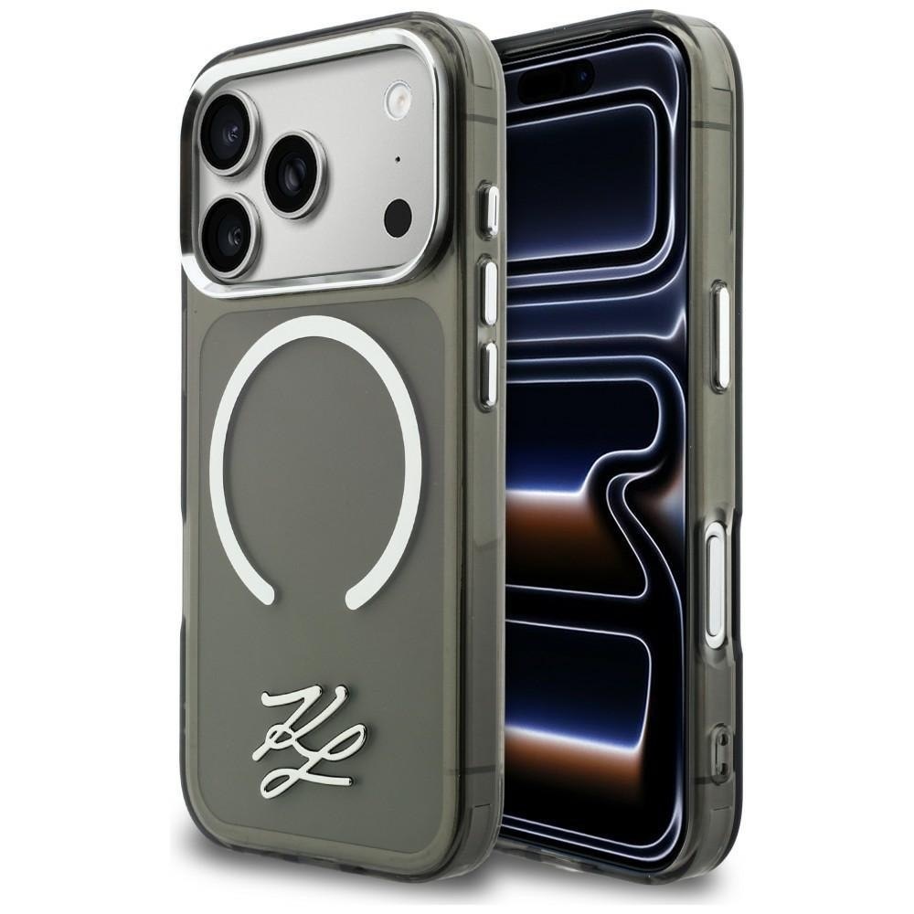 Zdjęcie do “Karl Lagerfeld IML KL Script Logo MS czarny - etui iPhone 17 Pro”.