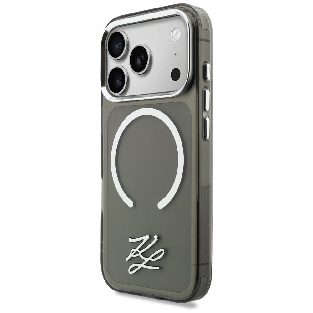 Zdjęcie do “Karl Lagerfeld IML KL Script Logo MS czarny - etui iPhone 17 Pro”.