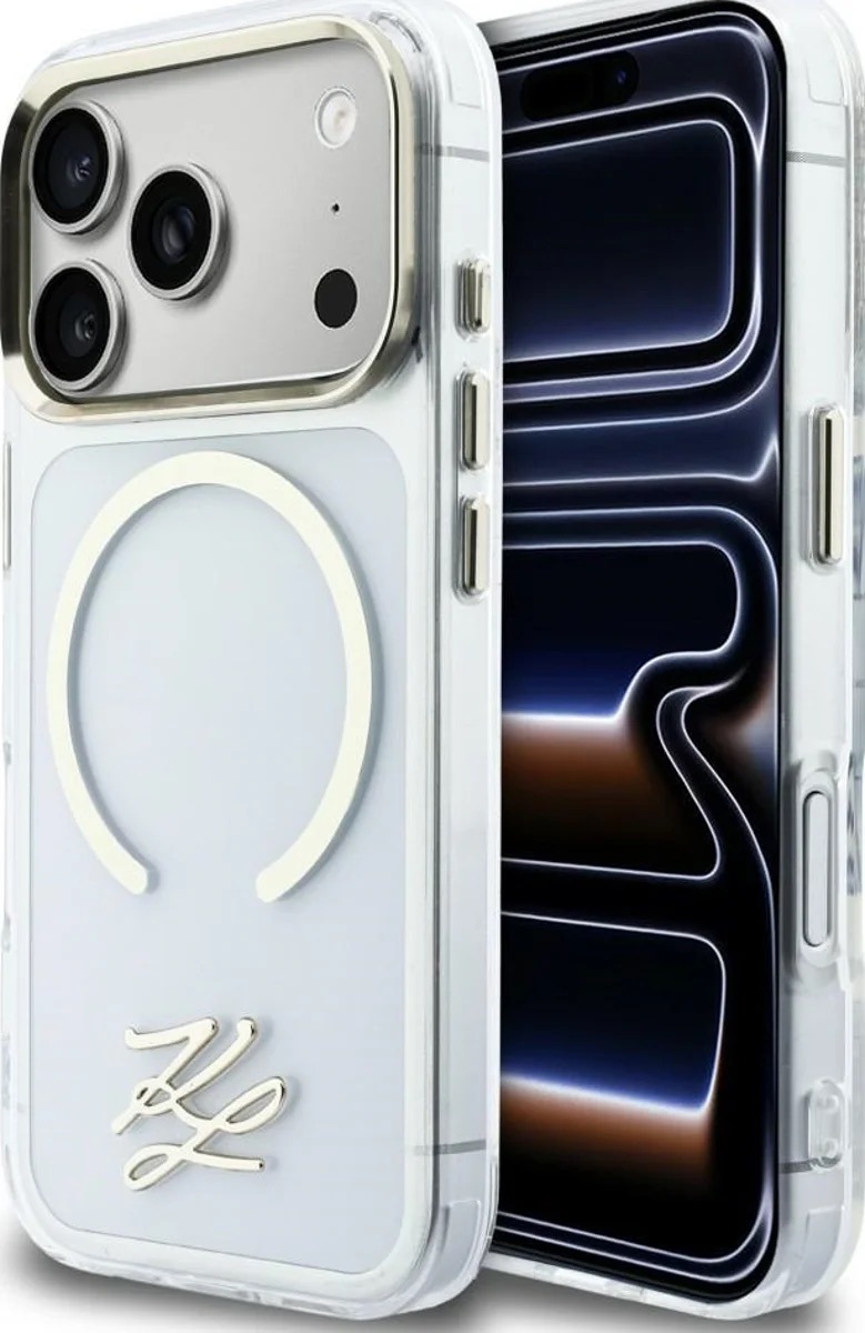 Zdjęcie do “Karl Lagerfeld IML KL Script Logo MS przezroczysty - etui iPhone 17 Pro”.