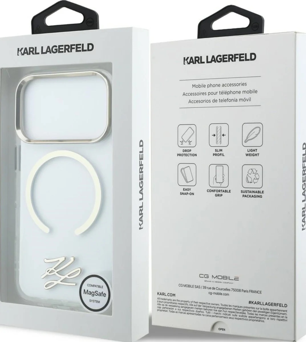 Zdjęcie do “Karl Lagerfeld IML KL Script Logo MS przezroczysty - etui iPhone 17 Pro”.