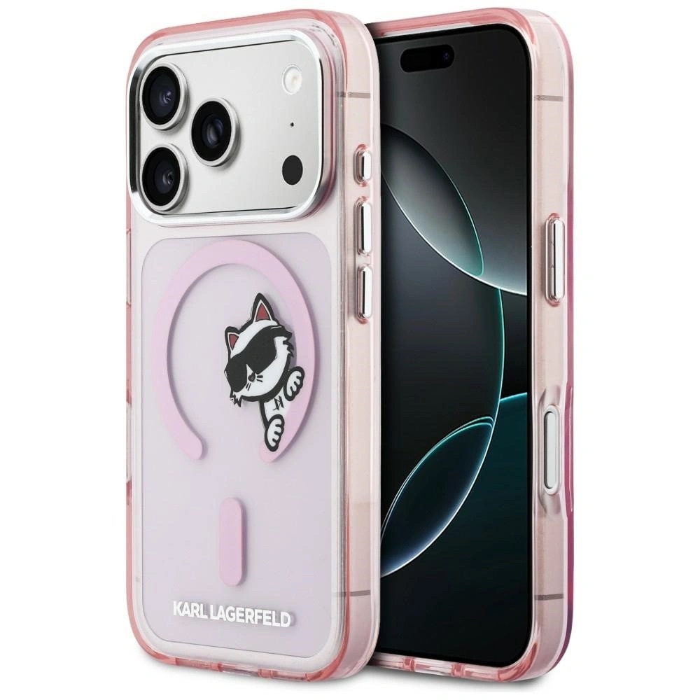 Zdjęcie do “Karl Lagerfeld IML Peekaboo MS różowy - etui iPhone 17 Pro”.