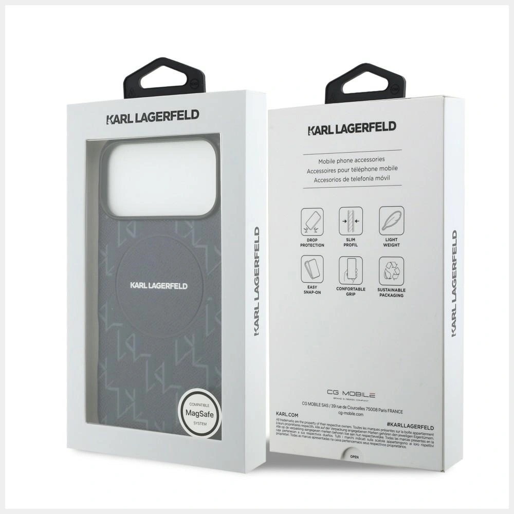 Zdjęcie do “Karl Lagerfeld Monogram logo MS niebieski - etui iPhone 17 Pro Max”.