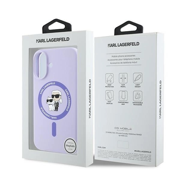 Zdjęcie do “Karl Lagerfeld Silicone KarlChoupette Ring MS fioletowy - etui iPhone 16 Plus”.