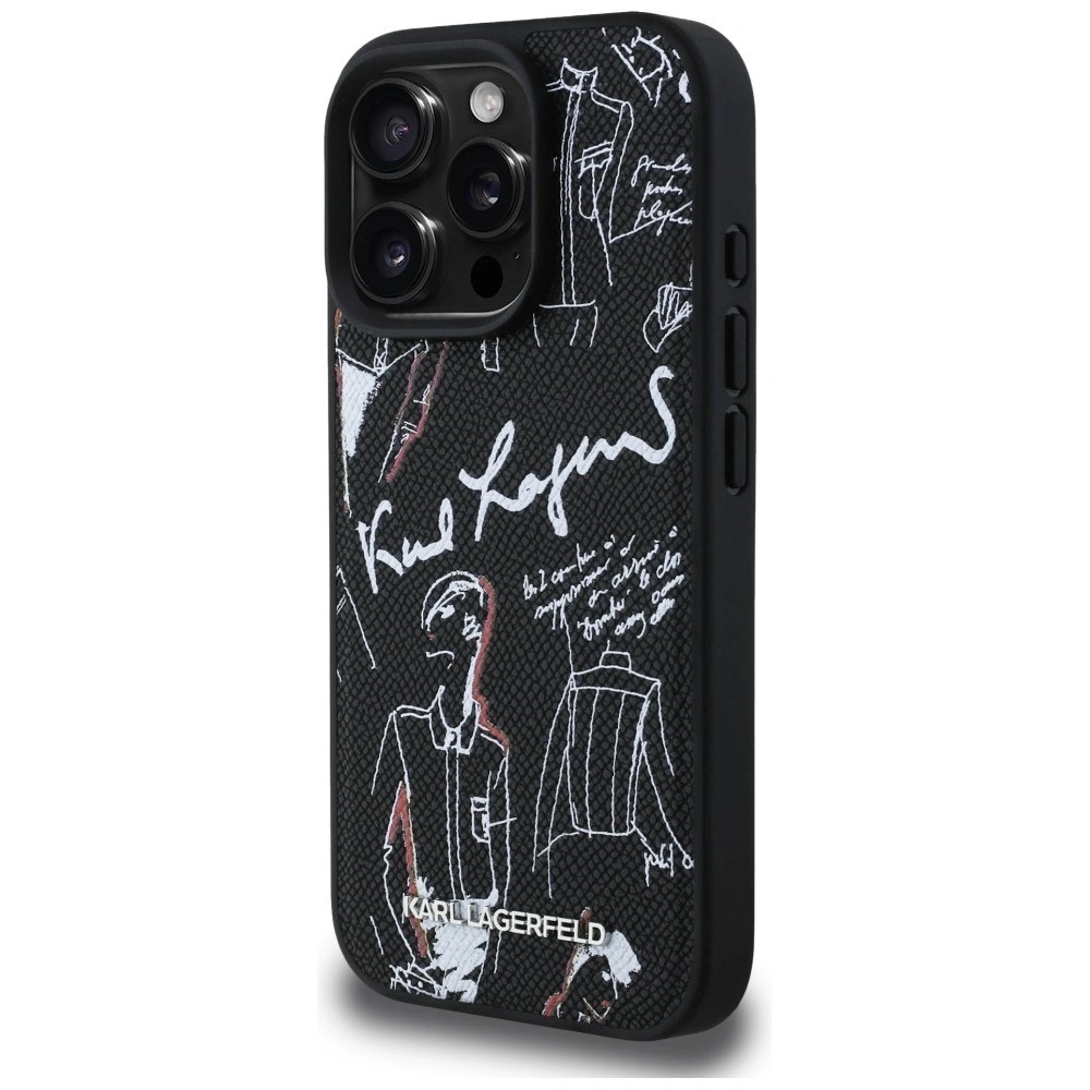 Zdjęcie do “Karl Lagerfeld Grained Pattern Logo MS czarny - etui iPhone 16 Pro Max”.