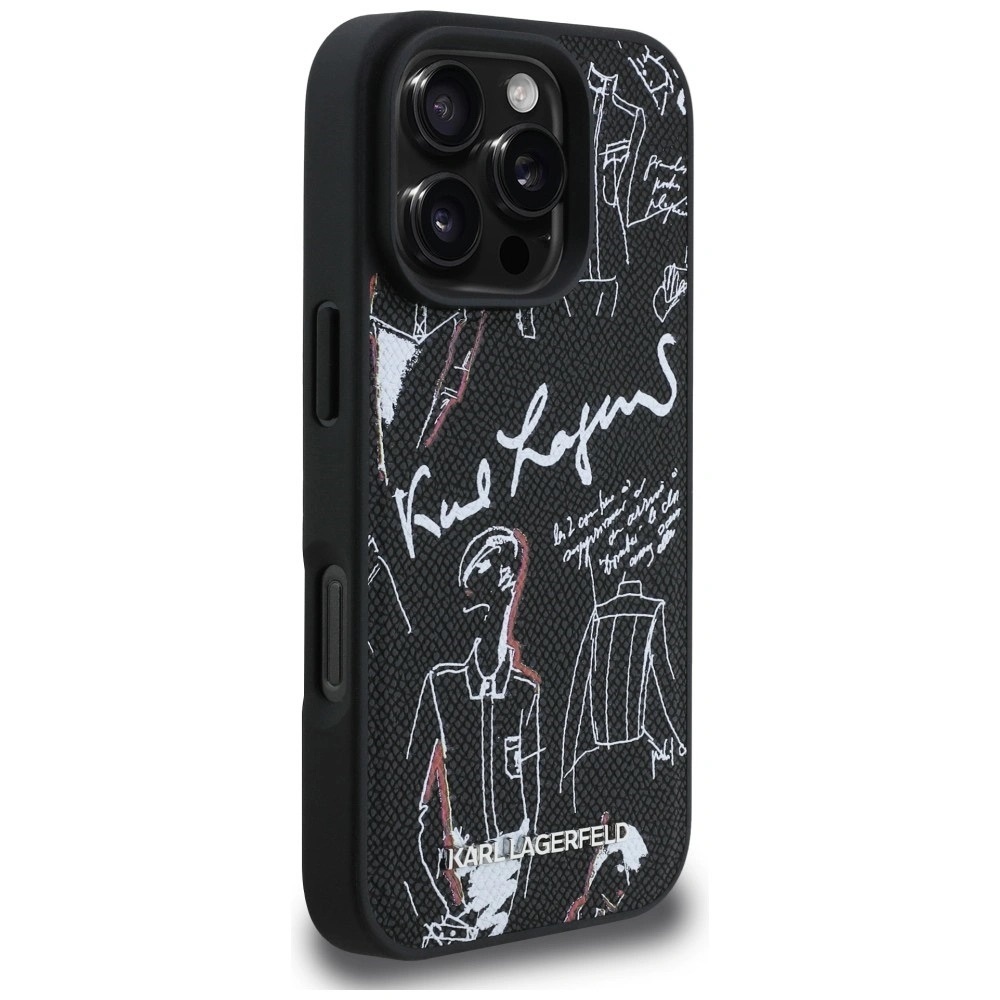 Zdjęcie do “Karl Lagerfeld Grained Pattern Logo MS czarny - etui iPhone 16 Pro Max”.