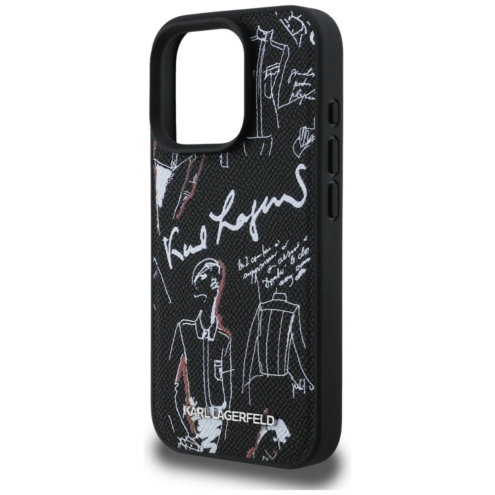 Zdjęcie do “Karl Lagerfeld Grained Pattern Logo MS czarny - etui iPhone 16 Pro Max”.
