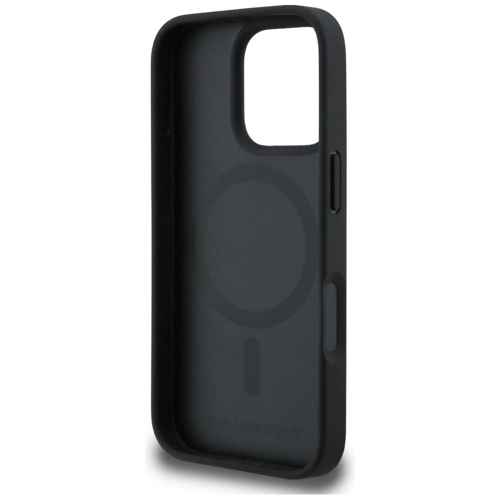 Zdjęcie do “Karl Lagerfeld Grained Pattern Logo MS czarny - etui iPhone 16 Pro Max”.