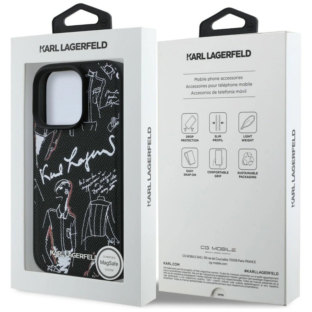 Zdjęcie do “Karl Lagerfeld Grained Pattern Logo MS czarny - etui iPhone 16 Pro Max”.