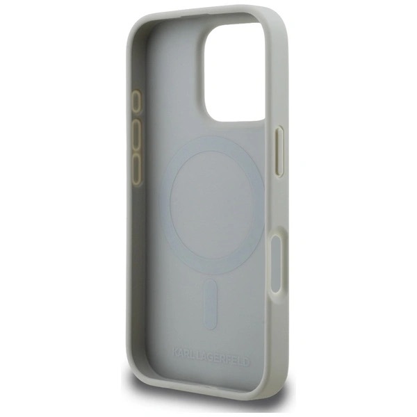 Zdjęcie do “Karl Lagerfeld Grained Pattern Logo MS szary - etui iPhone 16 Pro Max”.