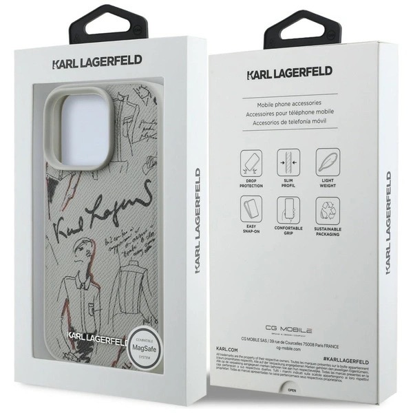 Zdjęcie do “Karl Lagerfeld Grained Pattern Logo MS szary - etui iPhone 16 Pro Max”.