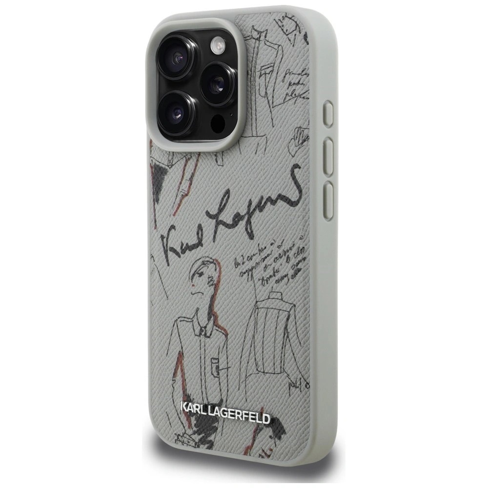 Zdjęcie do “Karl Lagerfeld Grained Pattern Logo MS szary - etui iPhone 16 Pro”.