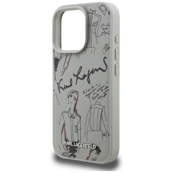 Zdjęcie do “Karl Lagerfeld Grained Pattern Logo MS szary - etui iPhone 16 Pro”.