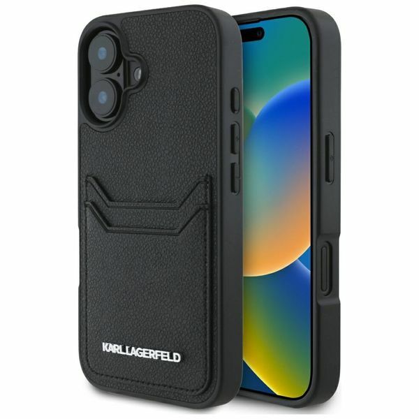 Zdjęcie do “Karl Lagerfeld HC Grained PU Cardslot Metal Elong czarny - etui iPhone 16”.