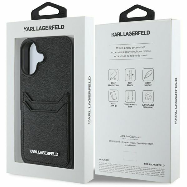 Zdjęcie do “Karl Lagerfeld HC Grained PU Cardslot Metal Elong czarny - etui iPhone 16”.