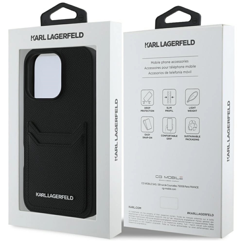 Zdjęcie do “Karl Lagerfeld HC Grained PU Cardslot Metal Elong czarny - etui iPhone 16 Pro”.