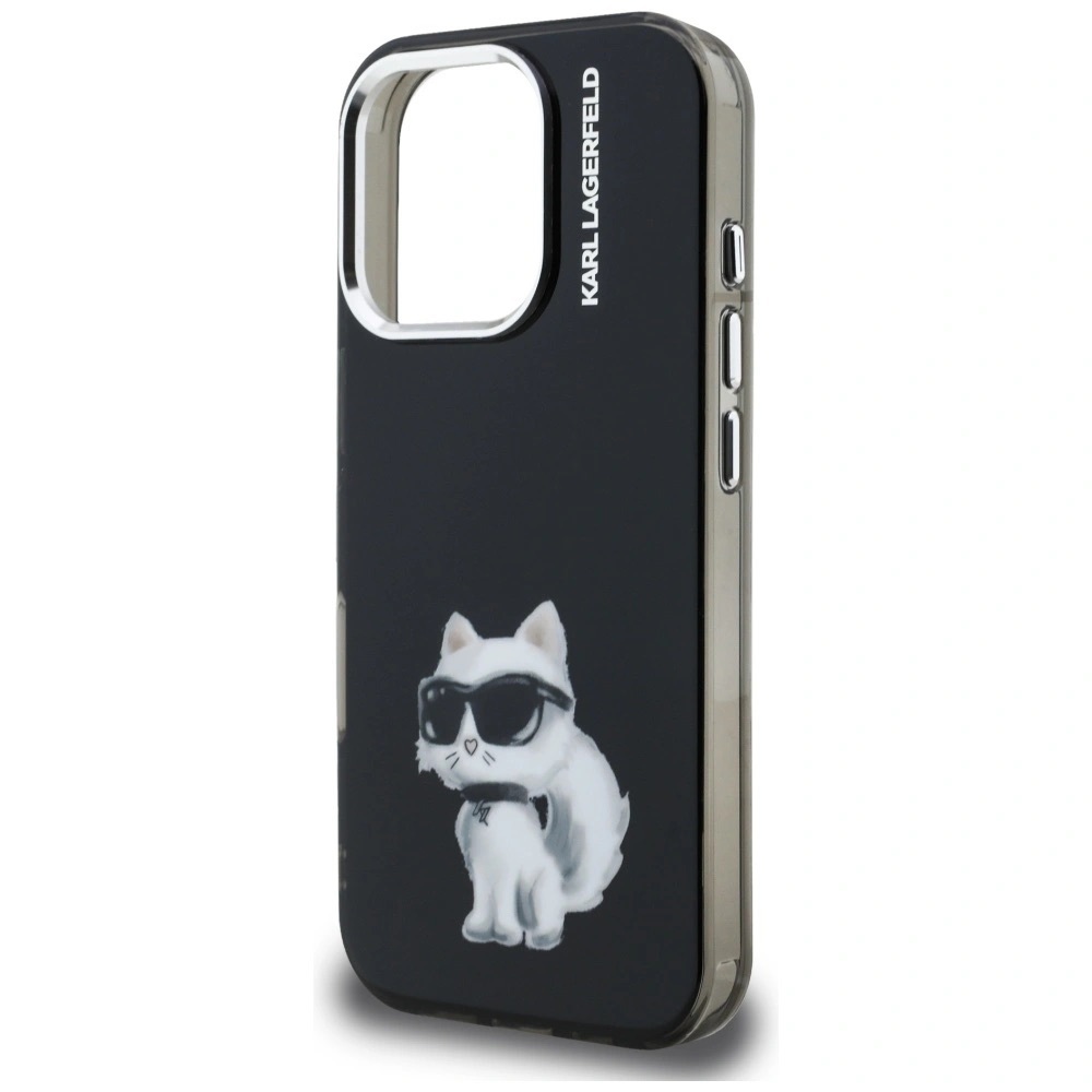 Zdjęcie do “Karl Lagerfeld IML Aquarelle Choupette Logo czarny - etui iPhone 16 Pro”.