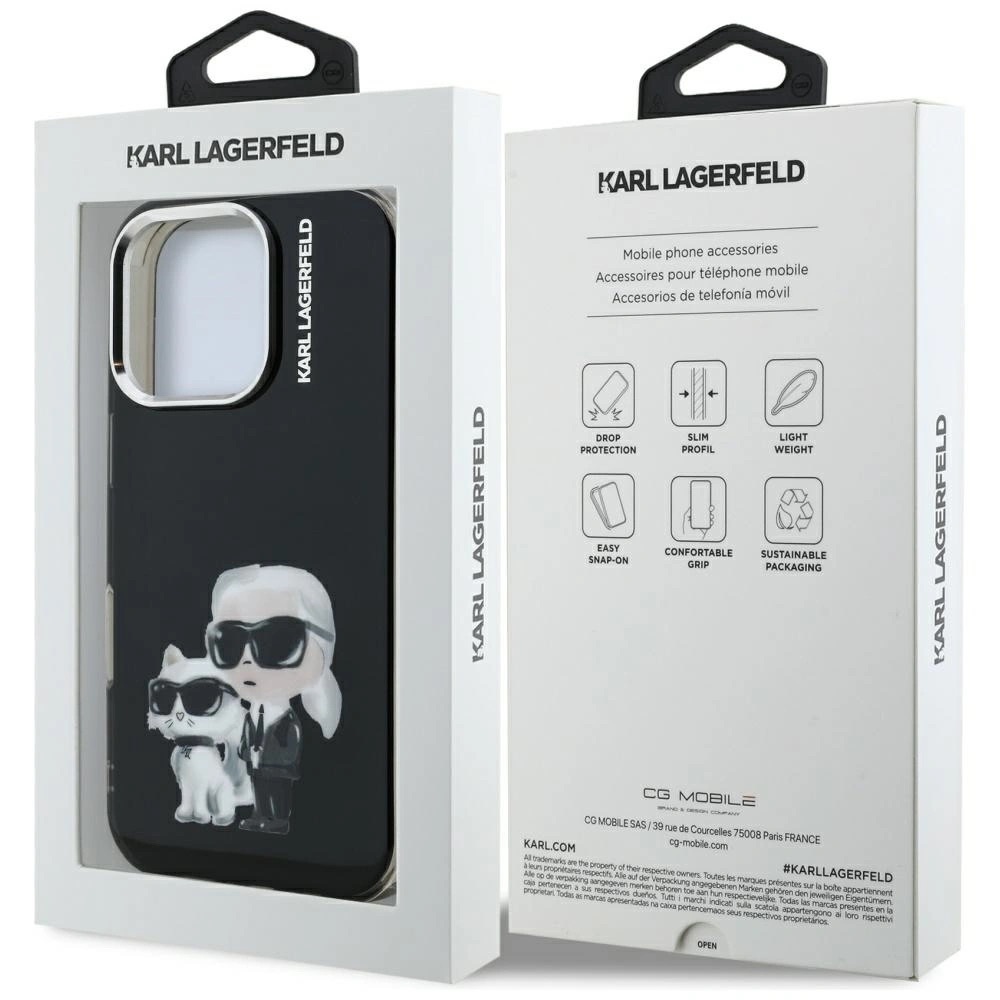 Zdjęcie do “Karl Lagerfeld IML Aquarelle Karl Choupette Logo czarny - etui iPhone 16 Pro Max”.