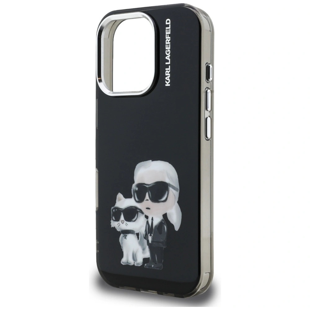 Zdjęcie do “Karl Lagerfeld IML Aquarelle Karl Choupette Logo czarny - etui iPhone 16 Pro”.