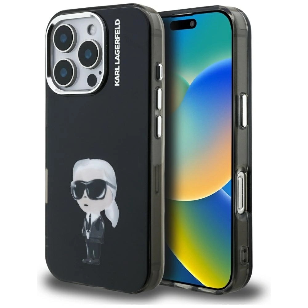 Zdjęcie do “Karl Lagerfeld IML Aquarelle Karl Logo czarny - etui iPhone 16 Pro Max”.