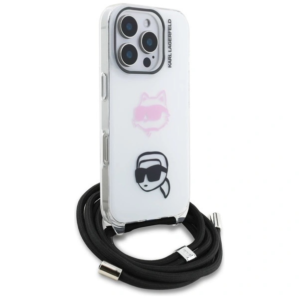 Zdjęcie do “Karl Lagerfeld IML Crossbody KarlChoupette Head biały - etui iPhone 16 Pro”.