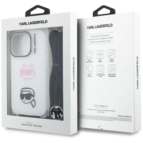 Zdjęcie do “Karl Lagerfeld IML Crossbody KarlChoupette Head biały - etui iPhone 16 Pro”.