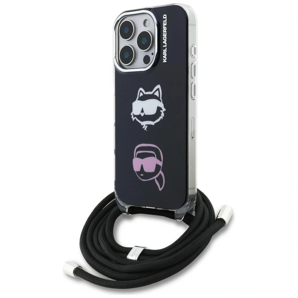 Zdjęcie do “Karl Lagerfeld IML Crossbody KarlChoupette Head czarny - etui iPhone 16 Pro”.