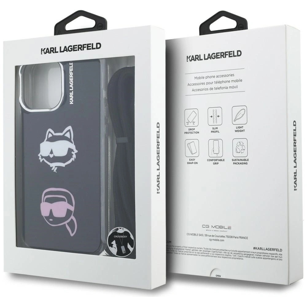Zdjęcie do “Karl Lagerfeld IML Crossbody KarlChoupette Head czarny - etui iPhone 16 Pro”.