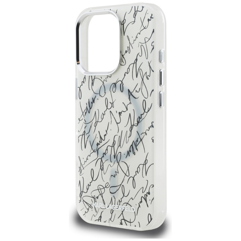 Zdjęcie do “Karl Lagerfeld IML Karl Script Pattern MS biały - etui iPhone 16 Pro”.
