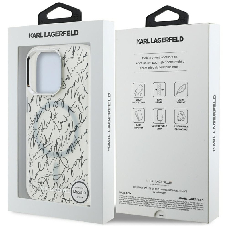 Zdjęcie do “Karl Lagerfeld IML Karl Script Pattern MS biały - etui iPhone 16 Pro”.