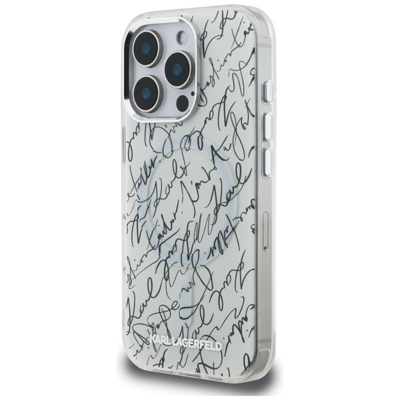 Zdjęcie do “Karl Lagerfeld IML Karl Script Pattern MS biały - etui iPhone 16 Pro Max”.
