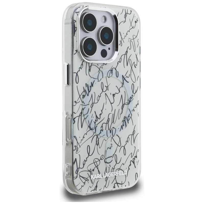 Zdjęcie do “Karl Lagerfeld IML Karl Script Pattern MS biały - etui iPhone 16 Pro Max”.