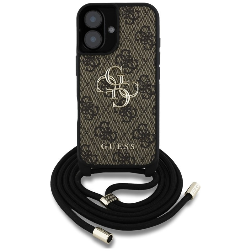 Zdjęcie do “Guess 4G Big Logo Cord Stap Crossbody brązowy - etui iPhone 16 Plus”.