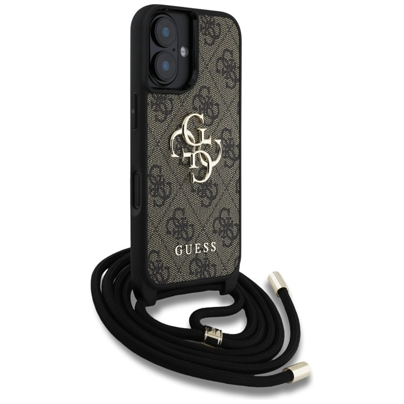 Zdjęcie do “Guess 4G Big Logo Cord Stap Crossbody brązowy - etui iPhone 16 Plus”.