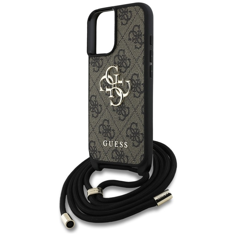Zdjęcie do “Guess 4G Big Logo Cord Stap Crossbody brązowy - etui iPhone 16 Plus”.