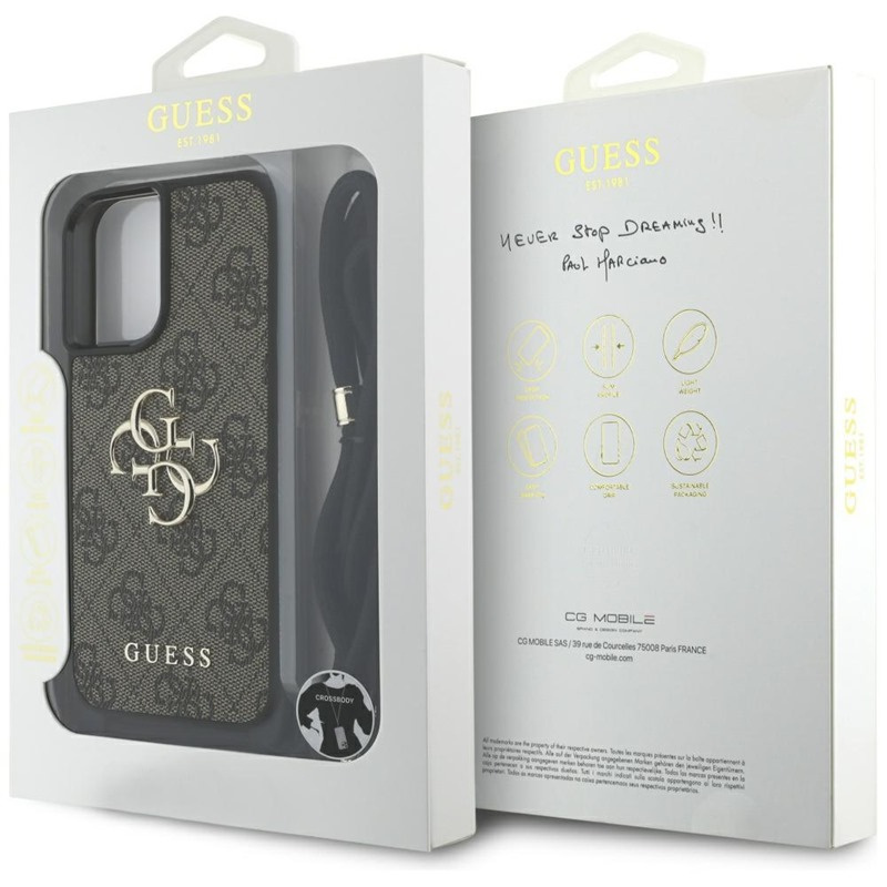 Zdjęcie do “Guess 4G Big Logo Cord Stap Crossbody brązowy - etui iPhone 16 Plus”.
