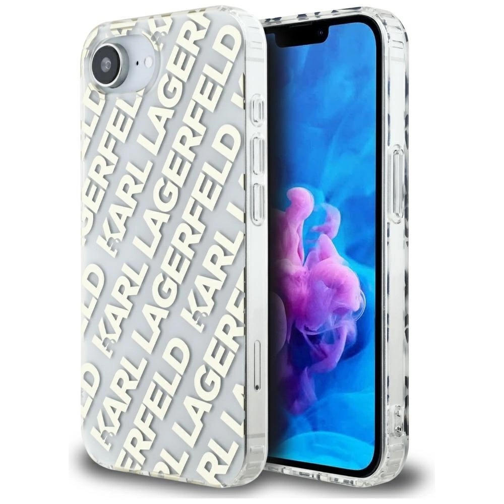 Zdjęcie do “Karl Lagerfeld IML Repeat Logo złoty - etui iPhone 16e / 17e”.