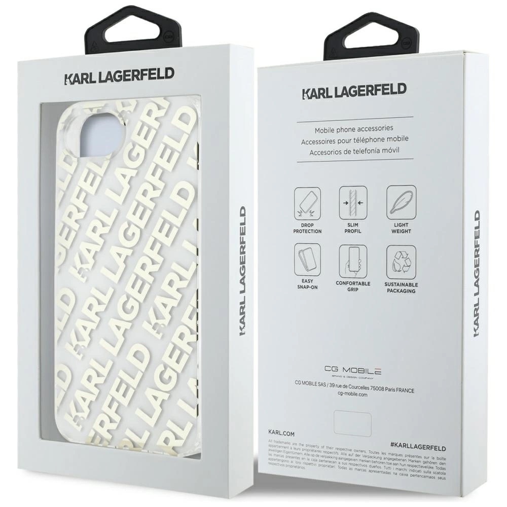 Zdjęcie do “Karl Lagerfeld IML Repeat Logo złoty - etui iPhone 16e / 17e”.