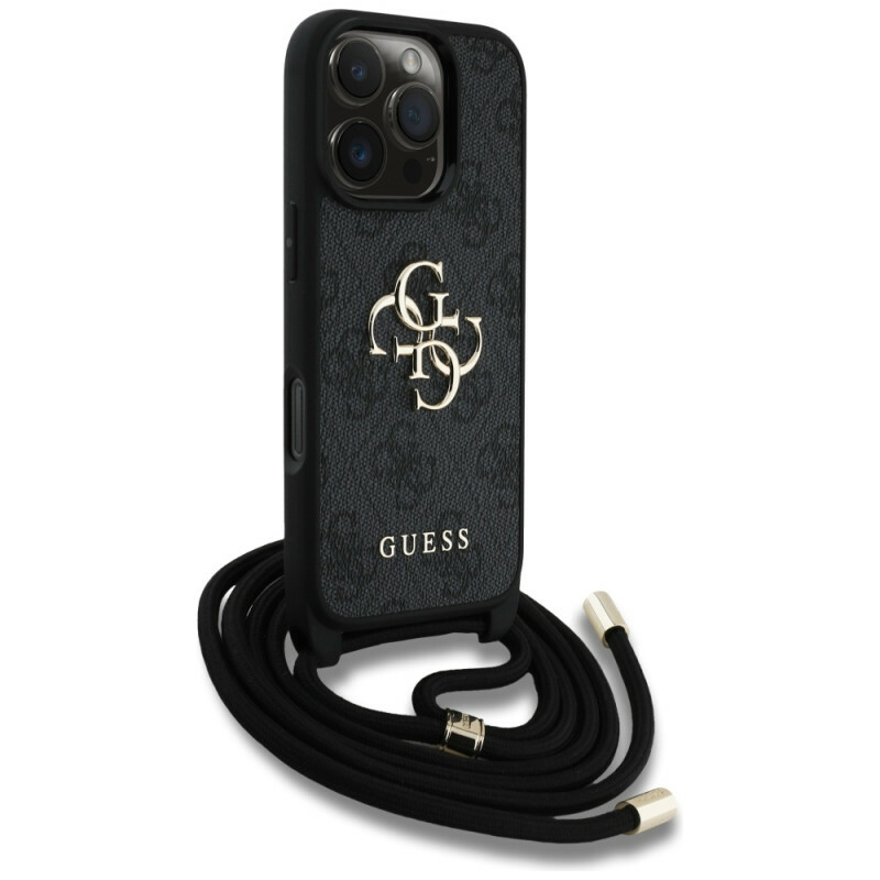 Zdjęcie do “Guess 4G Big Logo Cord Stap Crossbody czarny - etui iPhone 16 Pro”.
