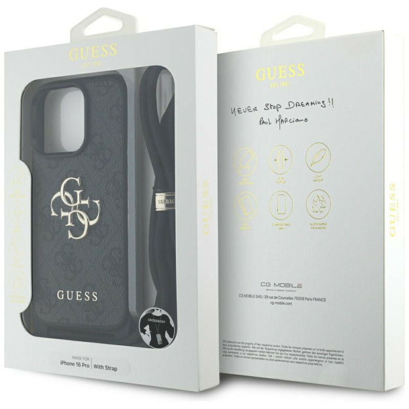 Zdjęcie do “Guess 4G Big Logo Cord Stap Crossbody czarny - etui iPhone 16 Pro”.