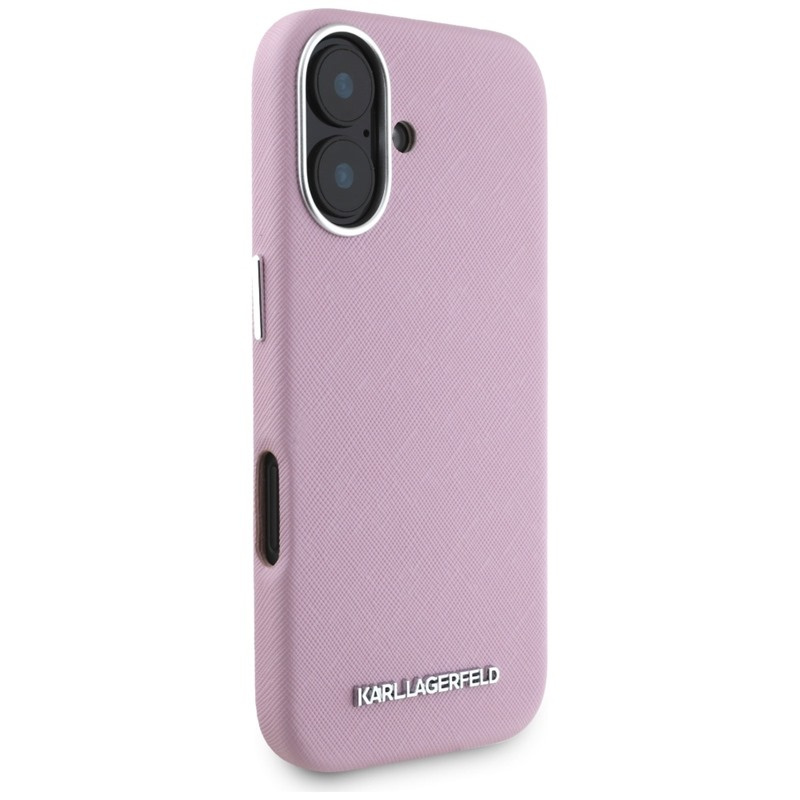 Zdjęcie do “Karl Lagerfeld Saffiano Full Wrapped Elongated Metal Logo MS różowy - etui iPhone 16”.