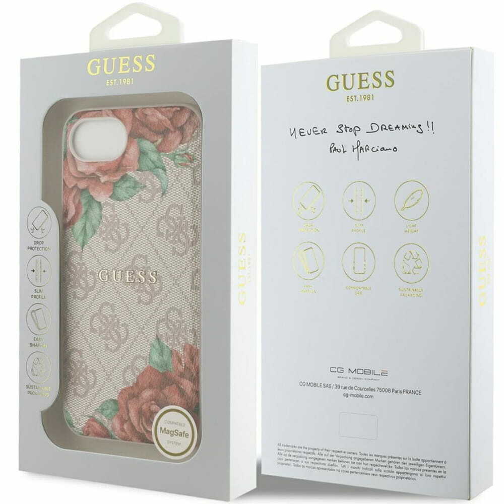 Zdjęcie do “Guess 4G Flowers Print MS różowy - etui iPhone 16e / 17e”.