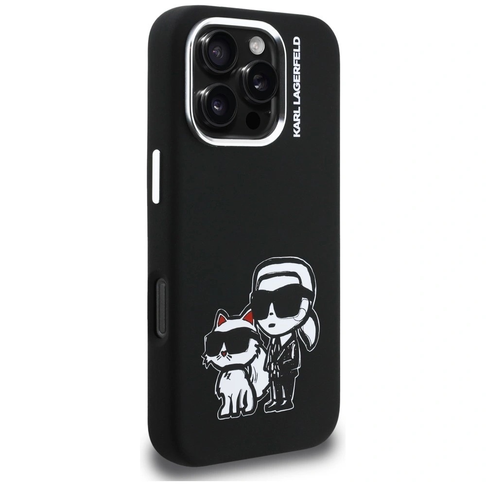 Zdjęcie do “Karl Lagerfeld Silicone KarlChoupette Sketch MS czarny - etui iPhone 16 Pro Max”.