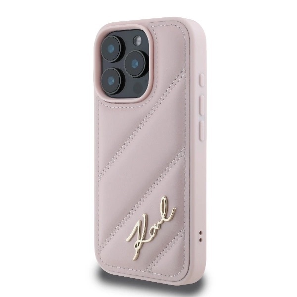 Zdjęcie do “Karl Lagerfeld Quilted Signature iPhone różowy - etui iPhone 16 Pro Max”.